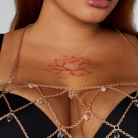 SAVAGE X FENTY CRYSTAL CRUSH CHAIN BRALETTE- ROSE GOLD SIZE  (1X-3X) - Picture 2 of 9
